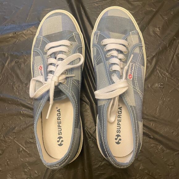 Superga 2750 Denim Patchwork Sneaker - Women's Size 41 (9.5) - Blue - Picture 1 of 4